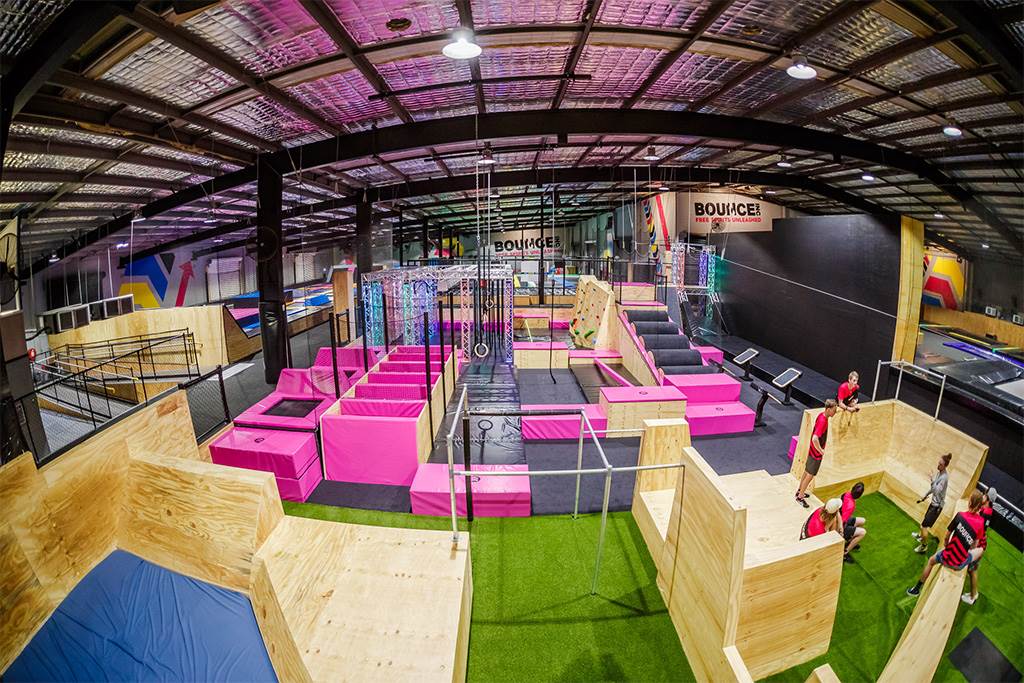 kids activities gold coast at BOUNCE Burleigh, indoor trampoline and ninja park with foam pits, obstacles, and safe play zones